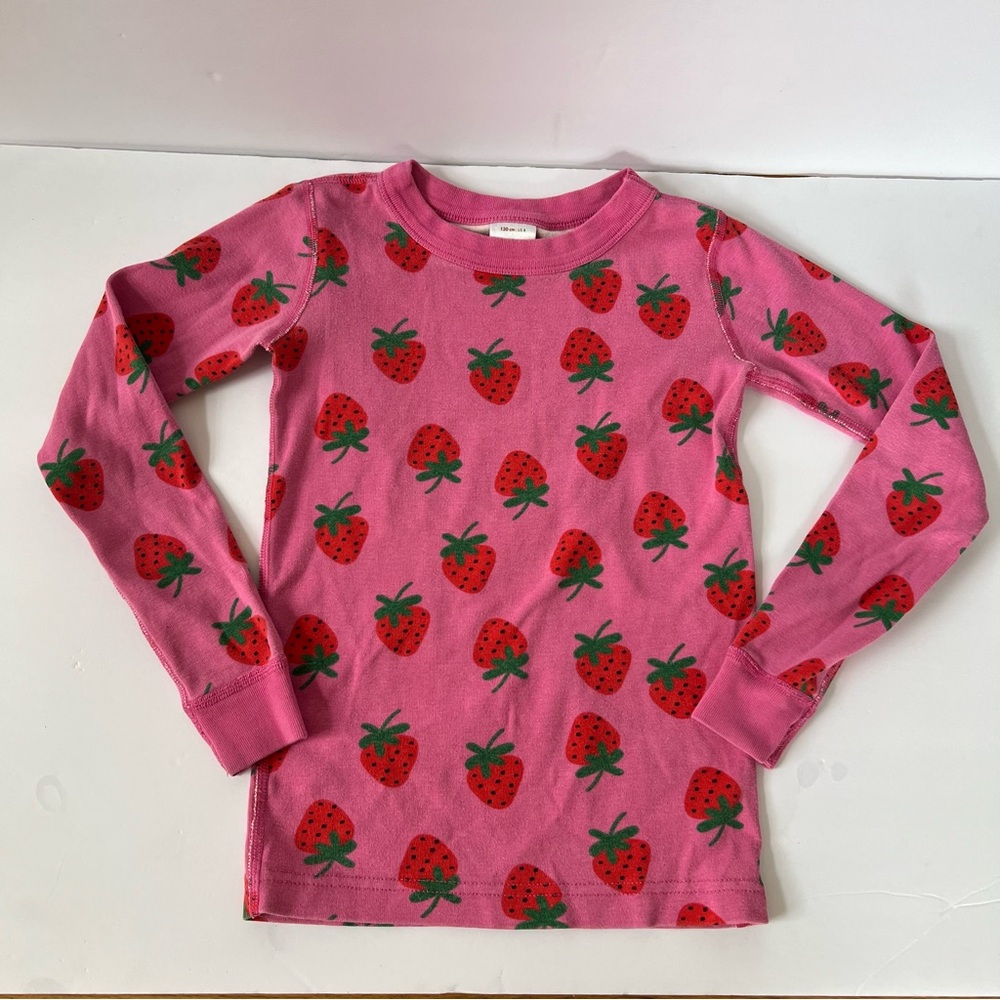 Hanna Andersson Pink Red Strawberry Spring Print‎ Organic Cotton Pajama Top 8